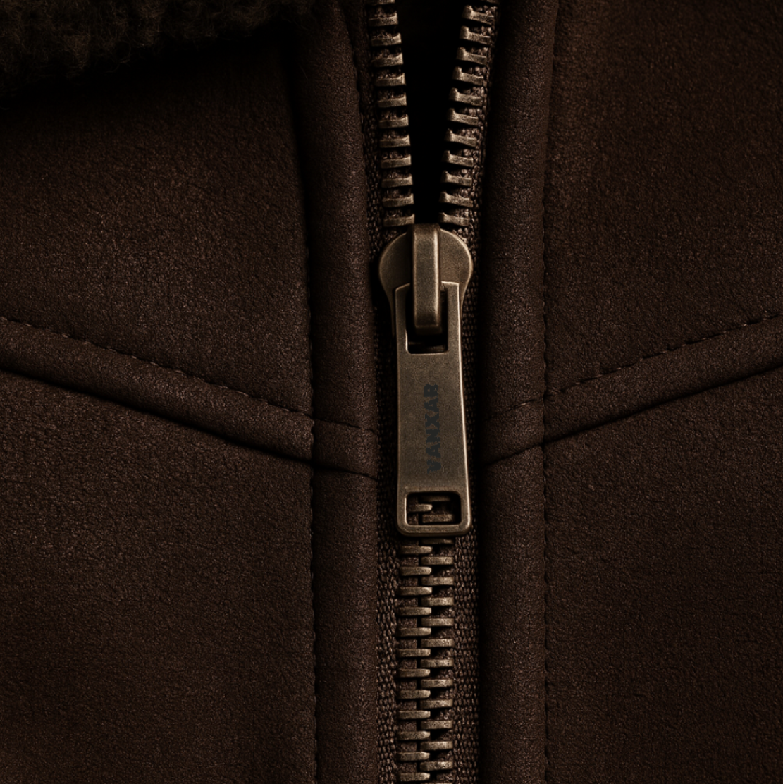 “AERION” NUBUCK SHEARLING FLIGHT JACKET