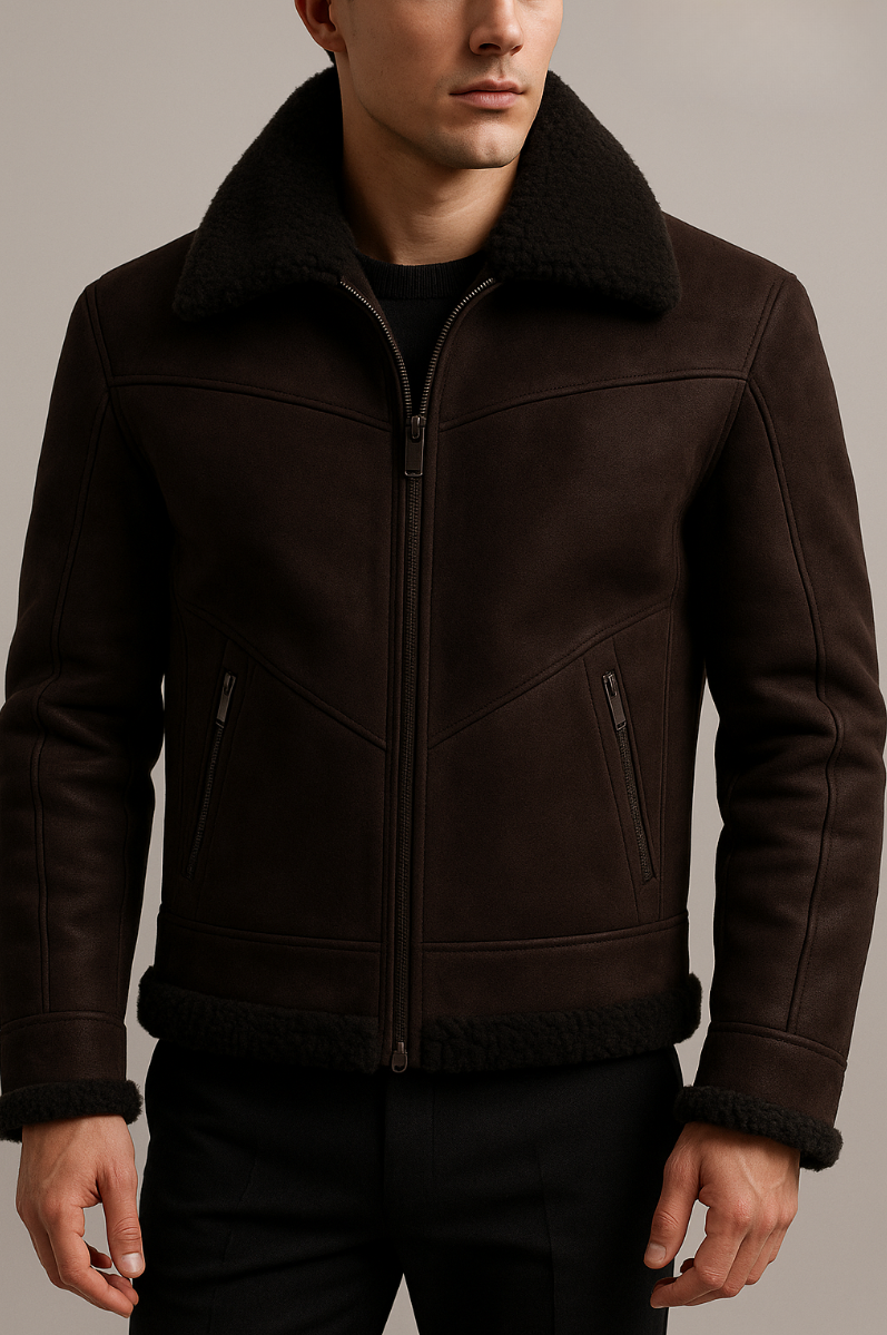 “AERION” NUBUCK SHEARLING FLIGHT JACKET