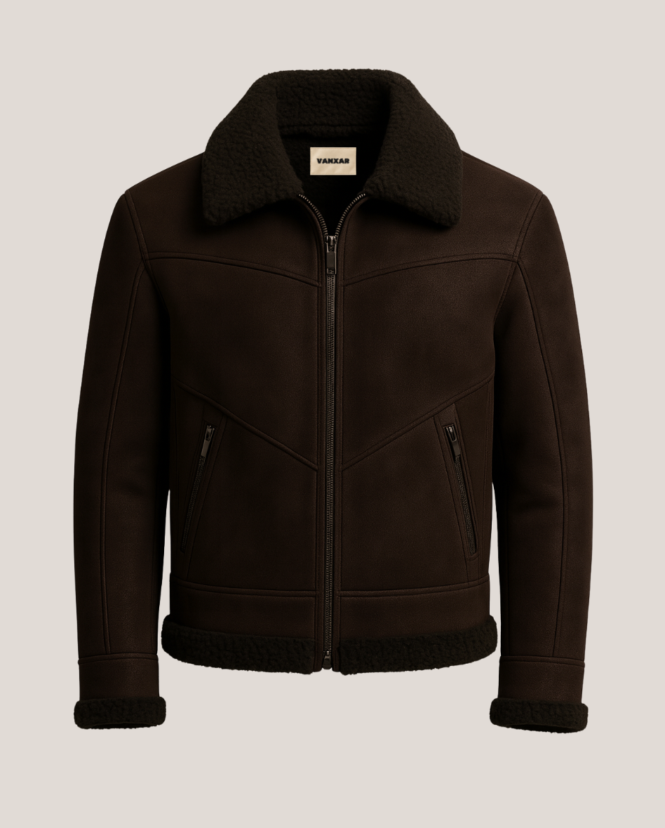 “AERION” NUBUCK SHEARLING FLIGHT JACKET