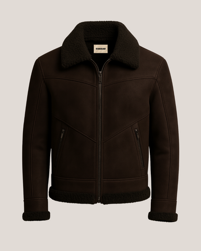 “AERION” NUBUCK SHEARLING FLIGHT JACKET