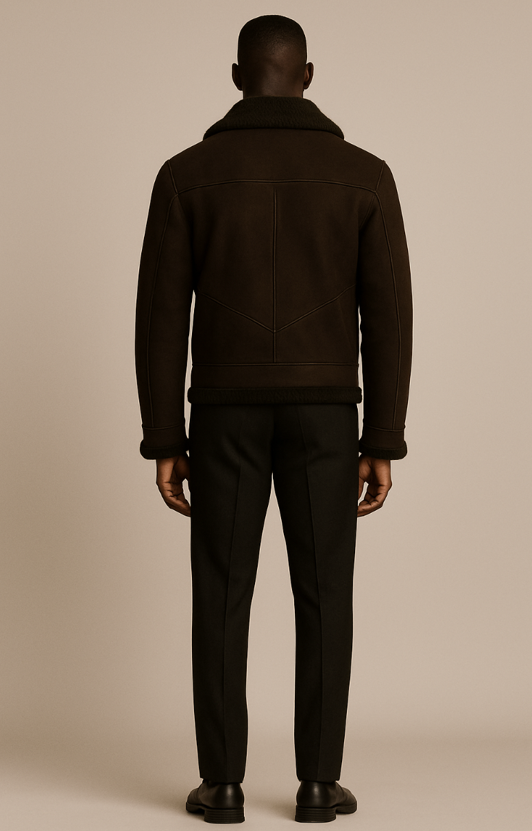 “AERION” NUBUCK SHEARLING FLIGHT JACKET