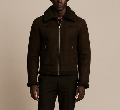 “AERION” NUBUCK SHEARLING FLIGHT JACKET