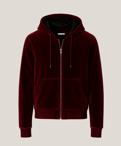 Vanxar Velour Silk Zip-Up Hoodie