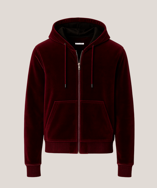 Vanxar Velour Silk Zip-Up Hoodie