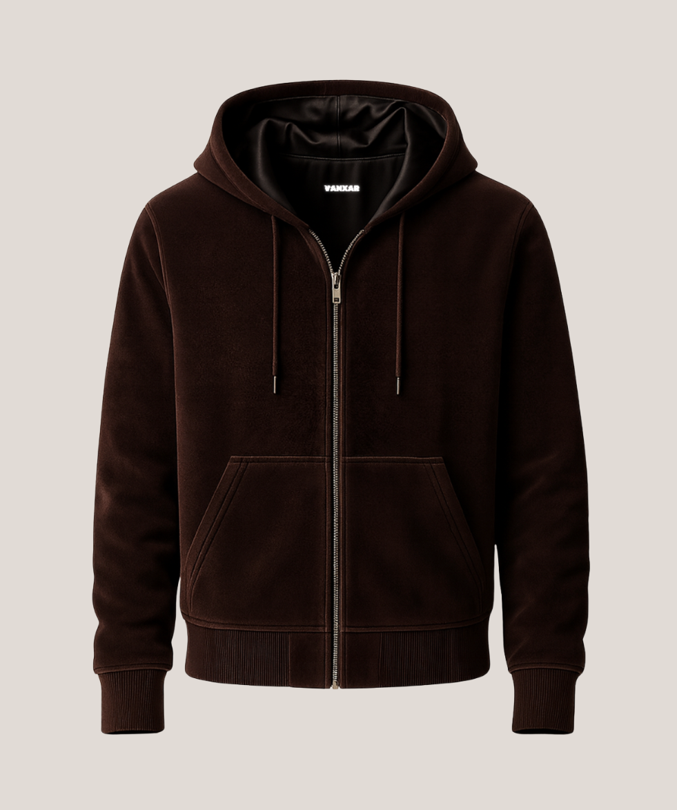 Vanxar Velour Silk Zip-Up Hoodie