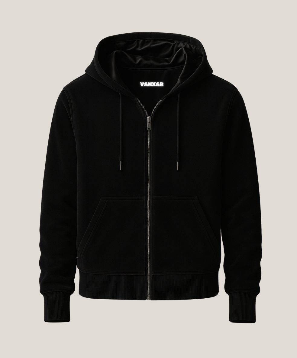 Vanxar Velour Silk Zip-Up Hoodie
