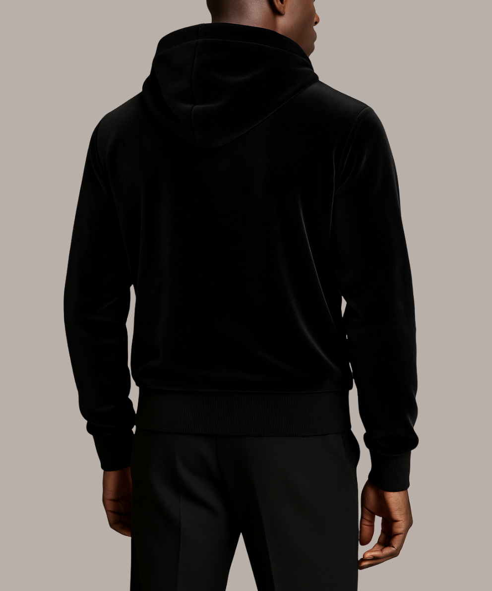 Vanxar Velour Silk Zip-Up Hoodie
