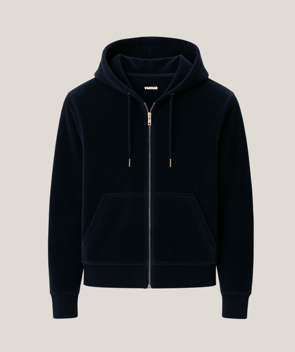 Vanxar Velour Silk Zip-Up Hoodie