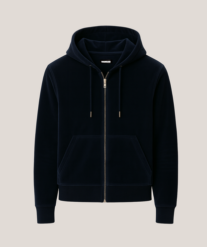 Vanxar Velour Silk Zip-Up Hoodie