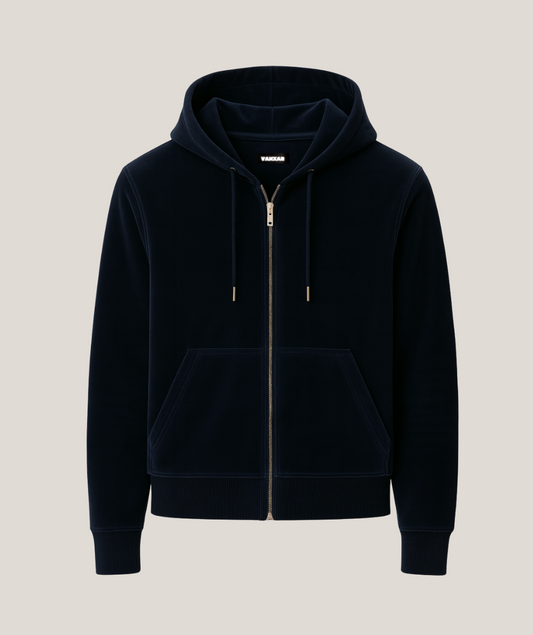 Vanxar Velour Silk Zip-Up Hoodie