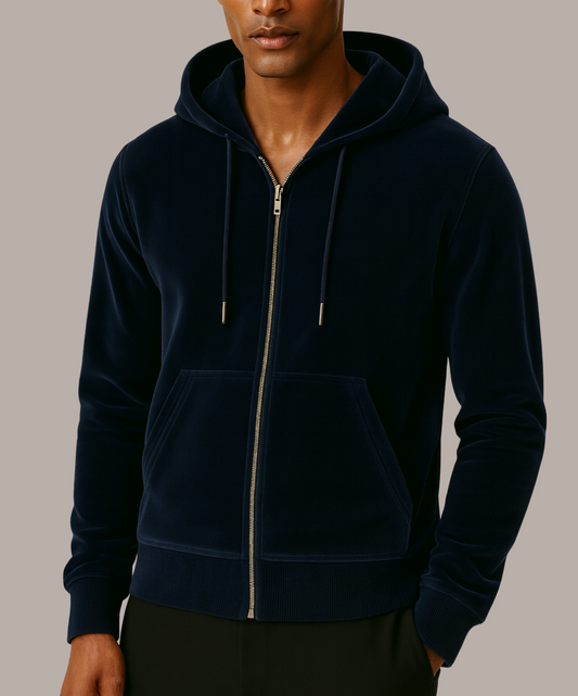 Vanxar Velour Silk Zip-Up Hoodie