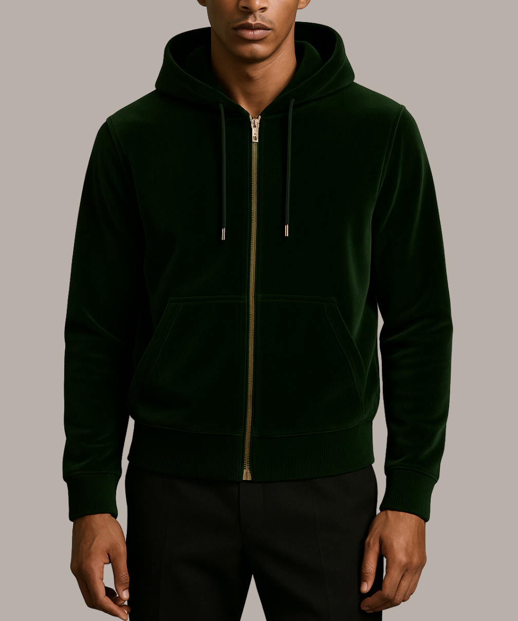 Vanxar Velour Silk Zip-Up Hoodie