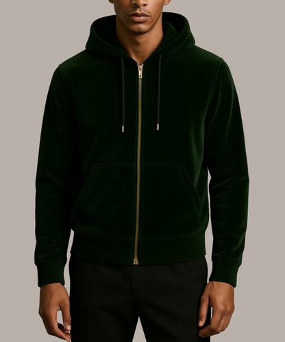 Vanxar Velour Silk Zip-Up Hoodie